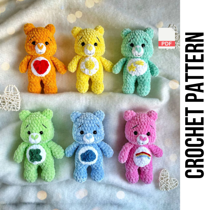Low-Sew 6in1 PDF CROCHET PATTERN Care Bears