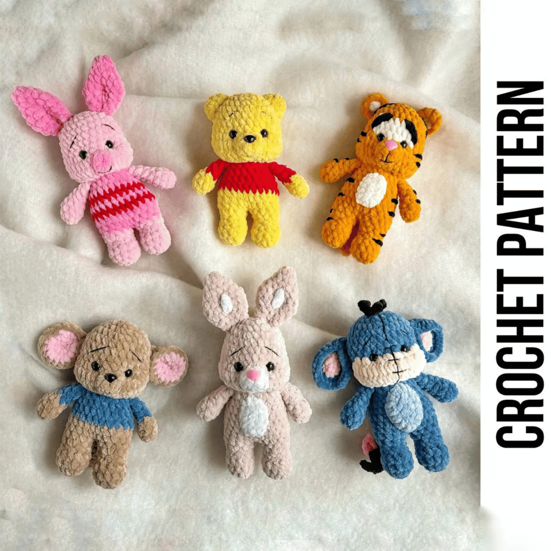 Cute Critters Crochet Pattern Bundle Amigurumi PDF Set (Low-Sew + Multi-Lingual)