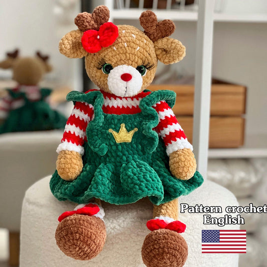 Christmas reindeer Crocget Pattern In English